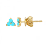 14 Karat Gold Turquoise Trio Stud Earrings