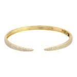 14k Yellow Gold Claw Diamond Bangle