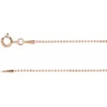 14K Rose 1 mm Hollow Bead 16″ Chain