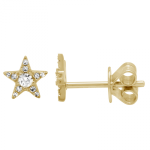 14k Yellow Gold Star Diamond Stud Earrings