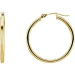 14K Yellow Tube 25 mm Hoop Earrings