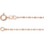14K Rose 1.15 mm Hollow Diamond-Cut Bead 18″ Chain