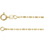 14K Yellow 1.15 mm Hollow Diamond-Cut Bead 18″ Chain