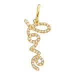 14k Yellow Gold Love Diamond Necklace Charm