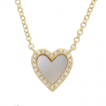 14k Yellow Gold Mop Heart Necklace