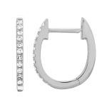 14k White Gold Diamond Huggie Earrings
