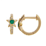 14k Yellow Gold Emerald Star Huggies Earrings