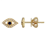 14k Yellow Gold Evil Eye Diamond Stud Earrings