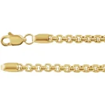 14K Yellow 2.6 mm Rounded Box 24″ Chain