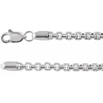 14K White 2.6 mm Rounded Box 20″ Chain