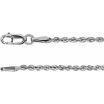 14k White 1.85 mm Rope 18″ Chain