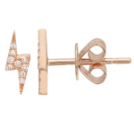 14k Rose Gold Lightning Bolt Diamond Stud Earrings