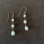 14K Yellow Gold Pearl Trio Drop Earrings