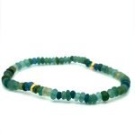 22K Gold and Roman Glass Beaded Stretch Bracelet
