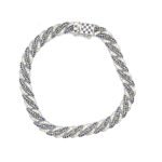 14KW Gold Pave Diamond and Blue Sapphire Curb Link Bracelet