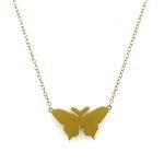 22K Yellow Gold Rainbow Gem Butterfly Necklace