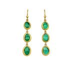 22K Gold Framed Free Form Emerald Drop Earrings