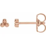 14K Rose Gold 3 Bead Earring