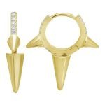 14k Yellow Gold Spike Diamond Huggie Earrings