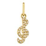 14k Yellow Gold Diamond Treble Clef Enhancer Clasp Necklace Charm