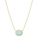 14k Yellow Gold Opal Diamond Necklace