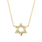 14k Yellow Gold Star-of-David Diamond Necklace