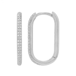 14k White Gold Rectangle Diamomd Huggie Earrings