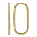 14k Yellow Gold Rectangle Diamomd Huggie Earrings