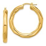 14K Polished Faceted Hoop Earrings