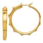14K Polished Textured Round Hoop Earrings