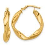 14K Polished and Twisted Small Round Hoop Earrings