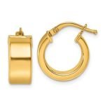 14K Polished Flat Tube Round Hoop Earrings