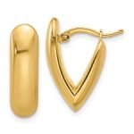 14K Polished V Shape Hoop Earrings