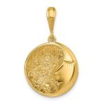 14K Polished and Textured Round Moon and Face Pendant
