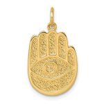 14K Polished and Textured Hamsa Pendant