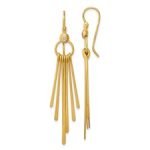 14K Diamond Circle with Dangle Strips Shephard Hook Earrings