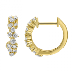 14k Yellow Gold Diamond Huggie Earrings