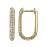 14k Yellow Gold Rectangle Diamomd Huggie Earrings