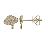 14k Yellow Gold Diamond Mushroom Diamond Stud Earrings