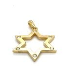 22K Gold Hammered Diamond Star of David Pendant