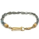 22K Gold Free Form Labradorite Bead Bracelet