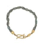 22K Gold Free Form Labradorite Bead Bracelet