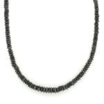 22K Gold Graduated Black Diamond Bead Necklace