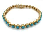 22K Gold and Turquoise Unisex Bubble Bracelet