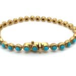 22K Gold and Turquoise Unisex Bubble Bracelet