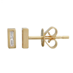 14k Yellow Gold Bar Diamond Stud Earrings