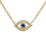 14k Yellow Gold Diamond Necklace / Blue Eye