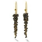 22K Gold Black Diamond Beads Drop Earrings