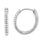 14k White Gold Diamond Huggie Earrings