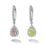 White Gold Micro Pave Miss-Match Diamond Drop Hoop Earrings